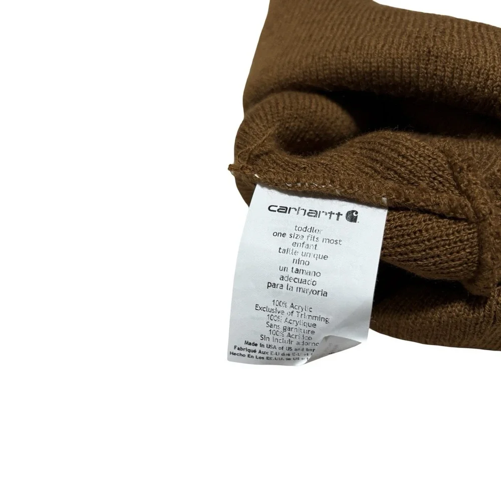 Carhartt Unisex Toddler Cuffed Beanie Cap Brown USA Made Measures 6